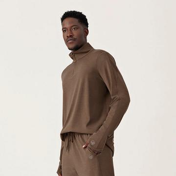 Brown Allbirds Performance Quarter Zip Men's Hoodie | AU1326BE