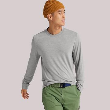 Grey Allbirds Long Sleeve Sea Men's T Shirts | AU1283GS