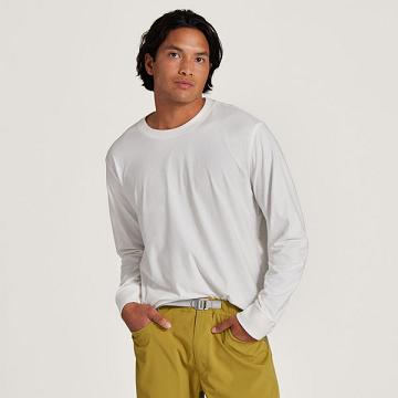 White Allbirds Allgood Cotton Long Sleeve Men's T Shirts | AU1288PJ