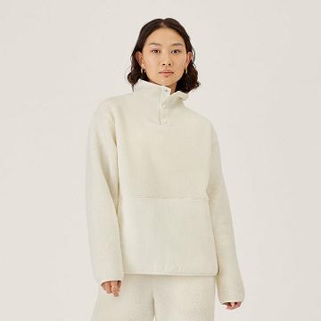 White Allbirds Fluff Fleece Pullover Women's Hoodie | AU1778FD