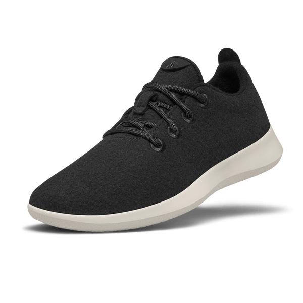 Black / White Allbirds Wool Runner Men\'s Sneakers | AU1066BE